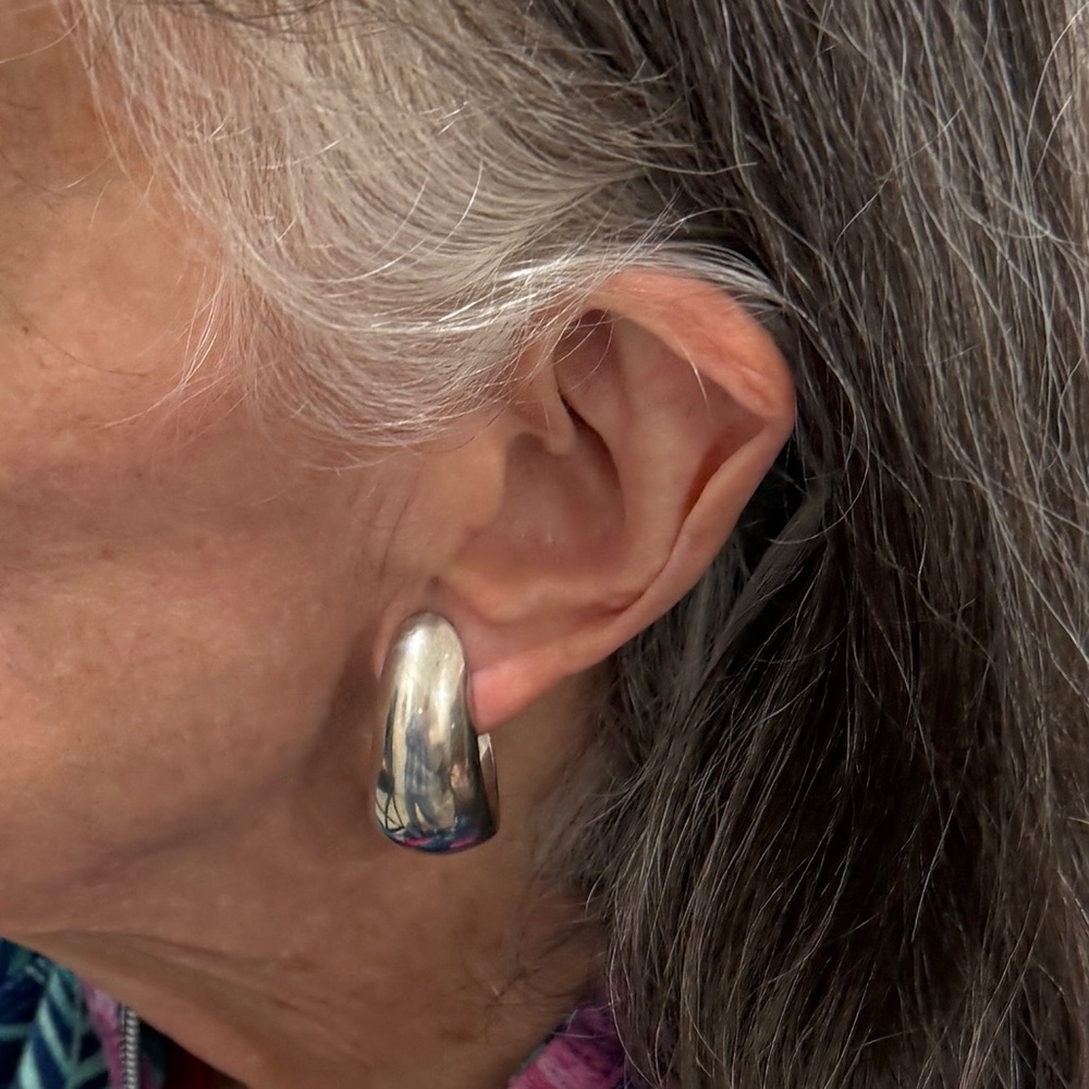 Vintage Heavy Mexico 925 Sterling Silver Earrings Boho 1.5” - Picture 11 of 12